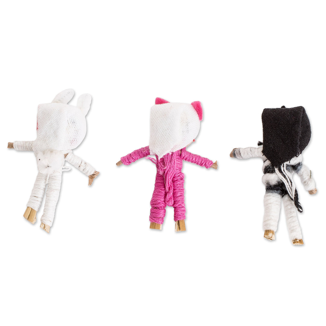 Animal-Themed Folk Art Worry Dolls (Set of 3) - Little Farm
