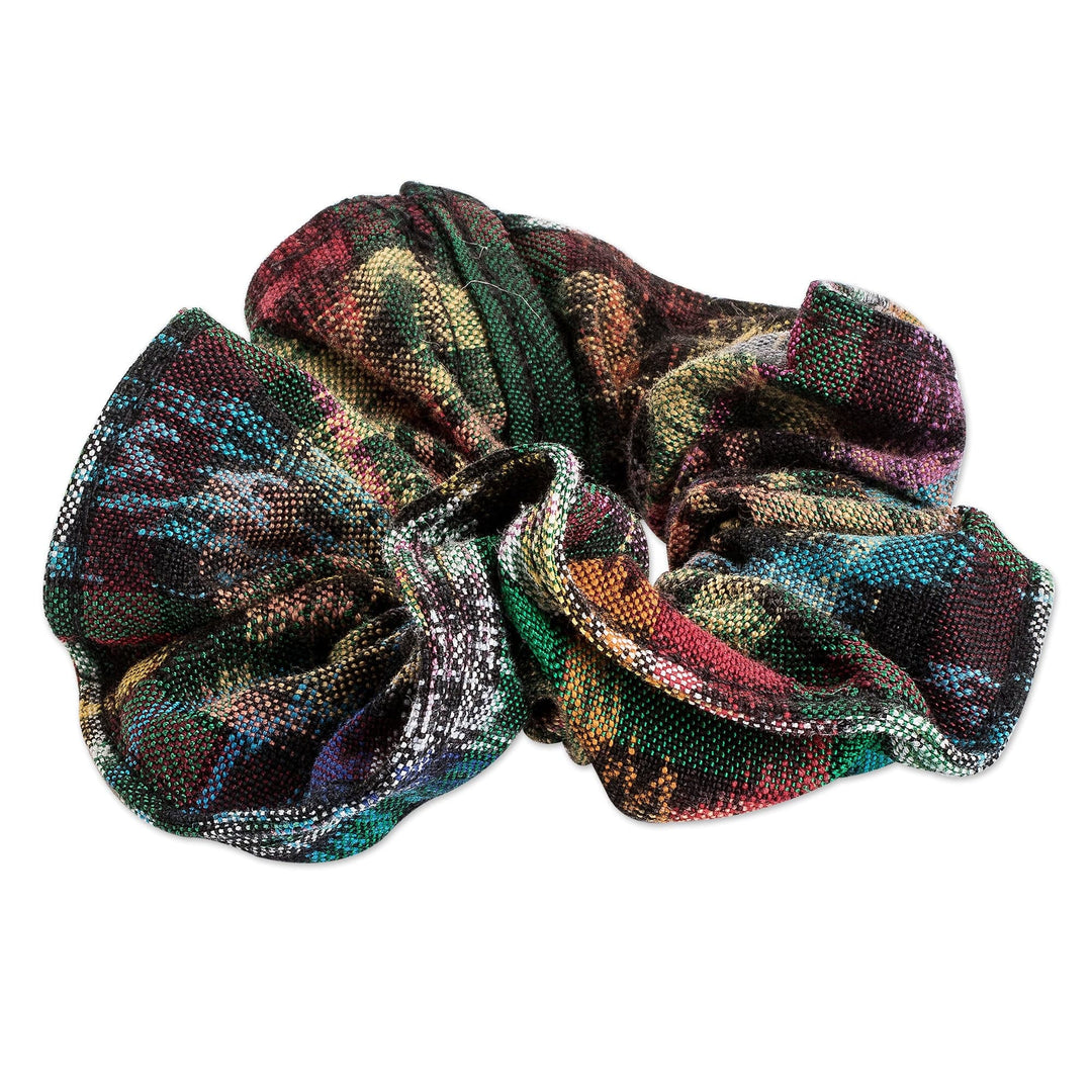 Multicolor Scrunchie Made from Upcycled Cotton in Guatemala - Colorful Traditions