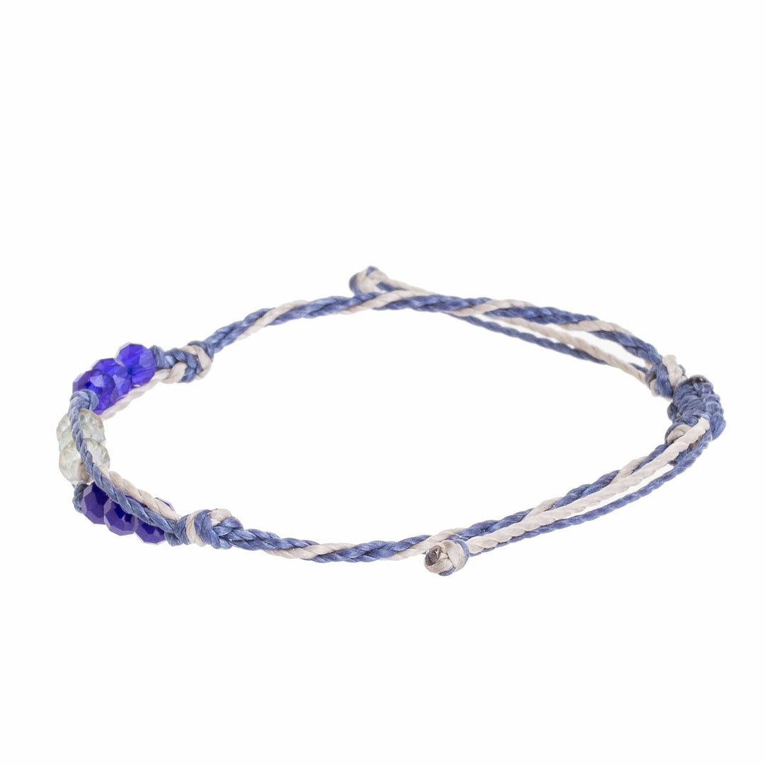 Blue and Grey Beaded Cord Bracelet - Bright Tomorrow in Blue