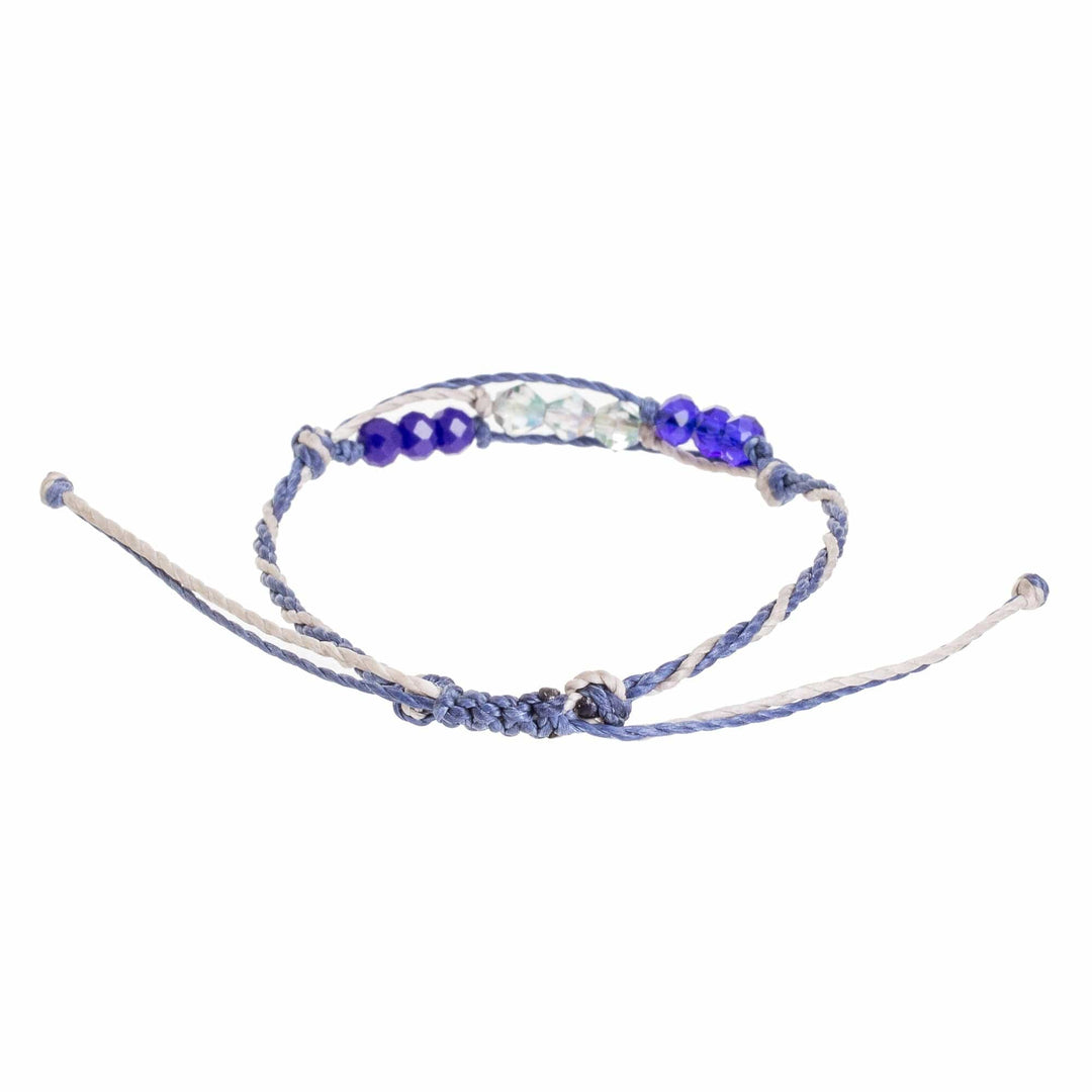 Blue and Grey Beaded Cord Bracelet - Bright Tomorrow in Blue