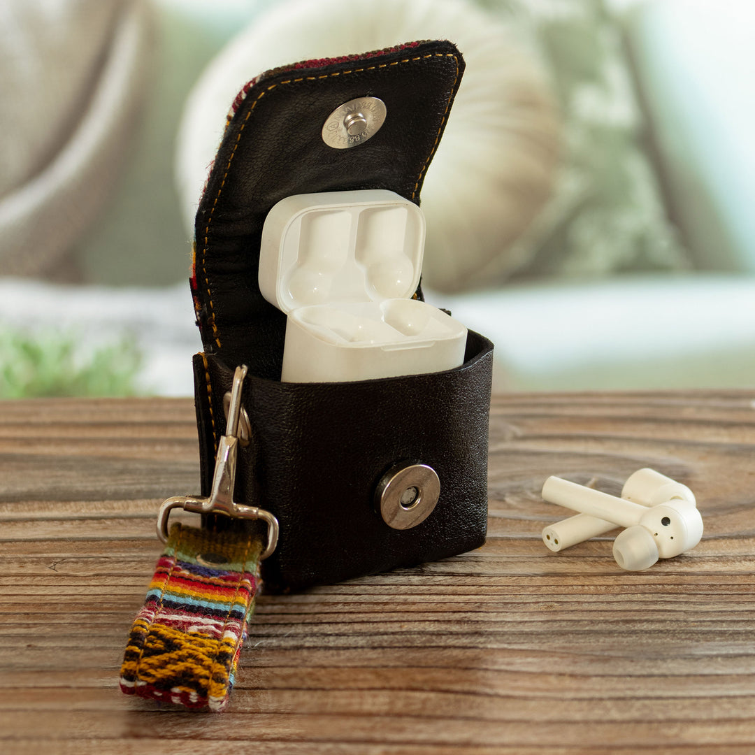 Artisan Crafted Leather Earbud Headphone Holder from Peru - Incan Audio