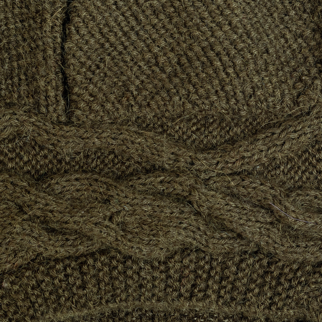 Cable Knit Green 100% Alpaca Hat from Peru - Green Paths