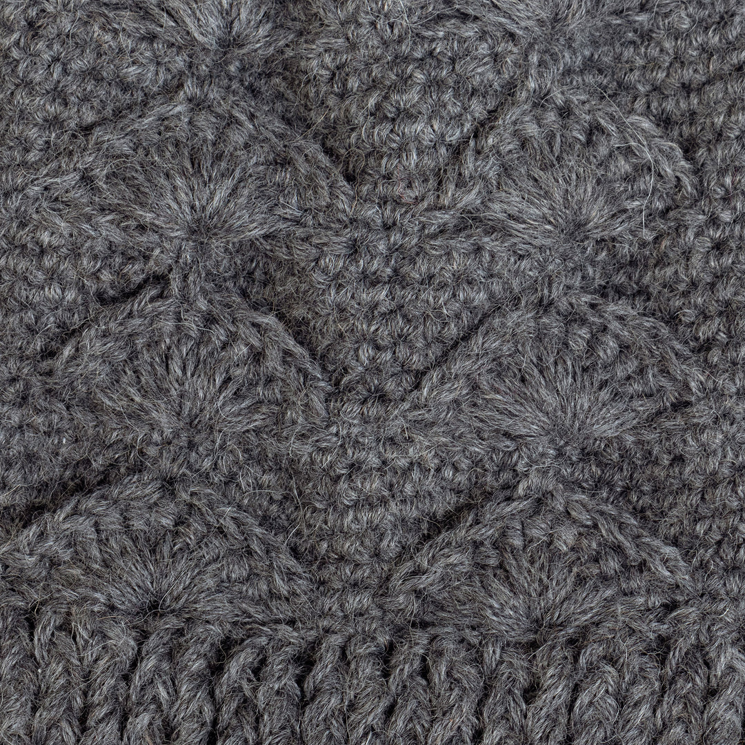 Cable Knit Grey 100% Alpaca Hat from Peru - Grey Scallops