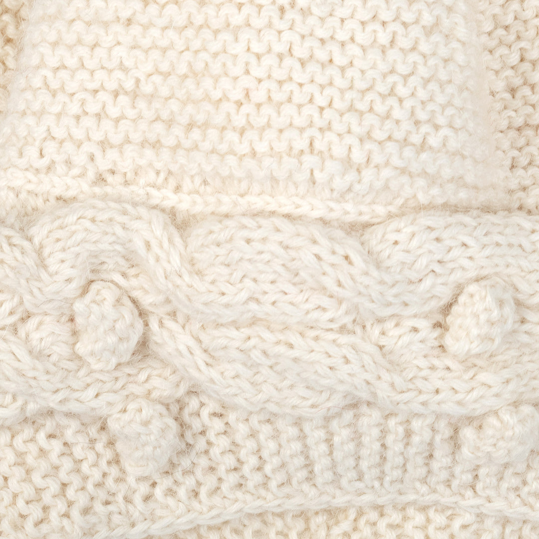Cable Knit Ivory 100% Alpaca Hat Crafted in Peru - Ivory Ways