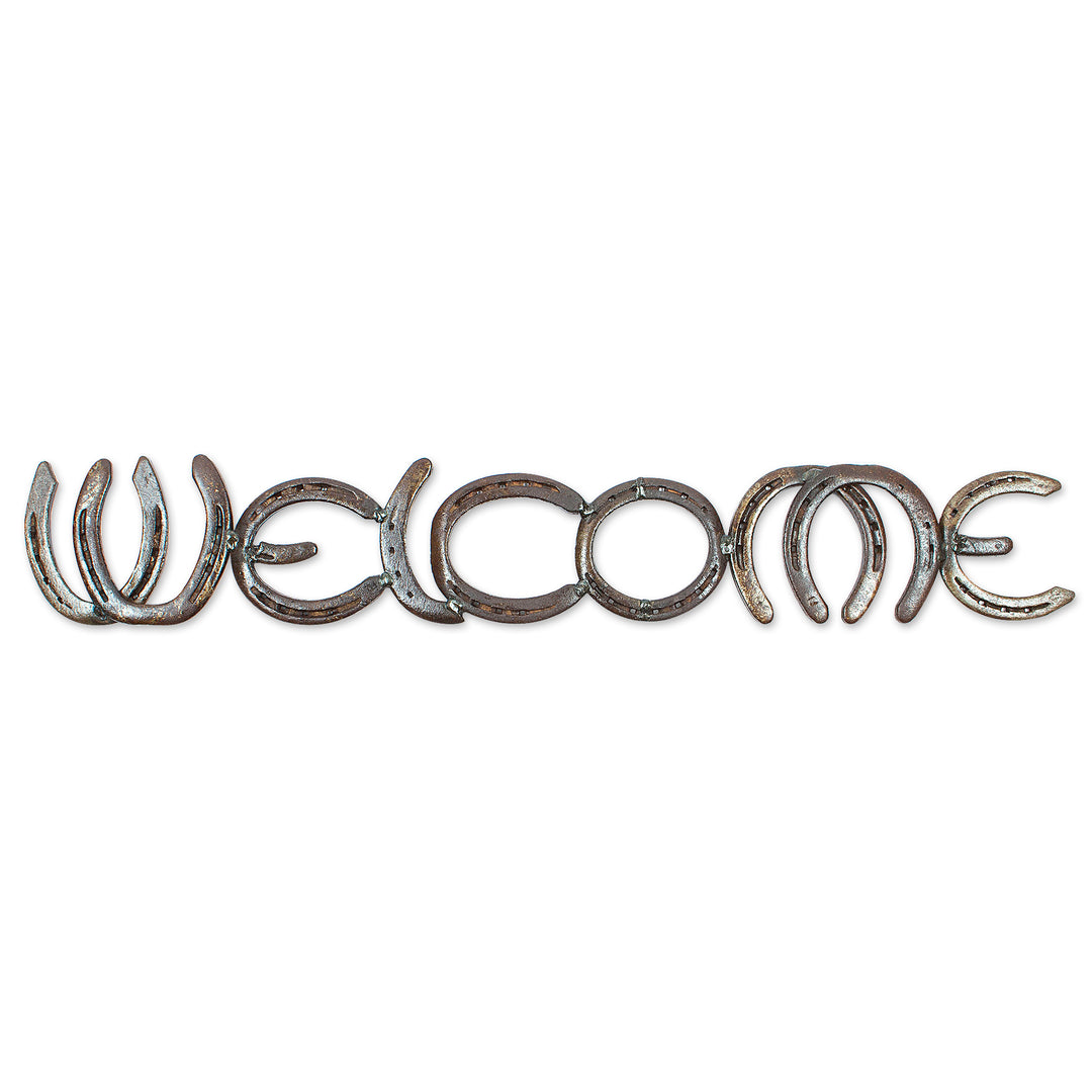Handcrafted Brown Iron Horseshoe Wall Decoration from Mexico - Iron Greetings