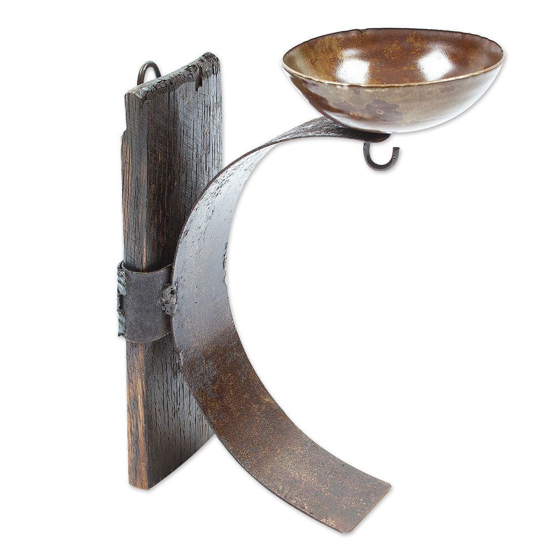 Iron and Wood Wall Barrel Sconce Handcrafted in Mexico - Rustic Little Light