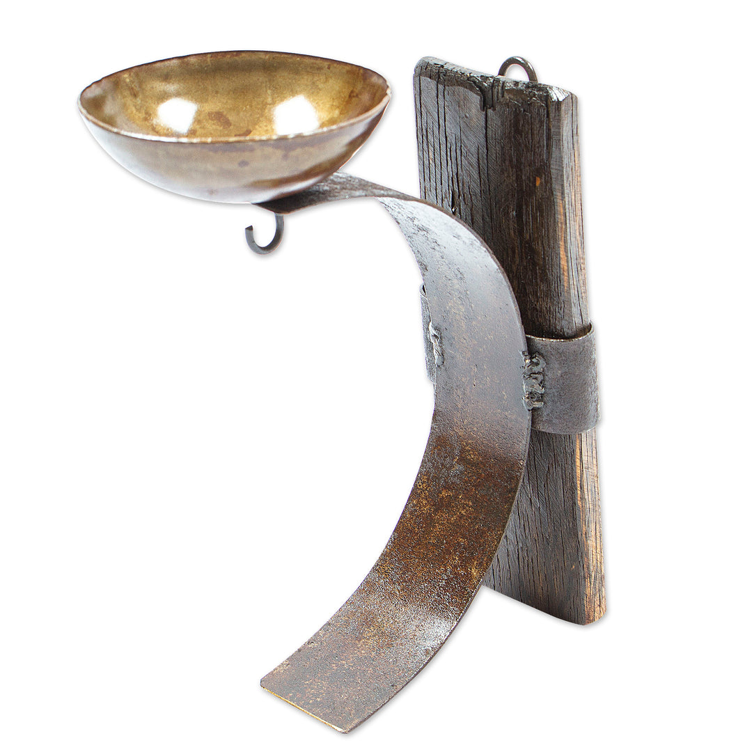 Iron and Wood Wall Barrel Sconce Handcrafted in Mexico - Rustic Little Light