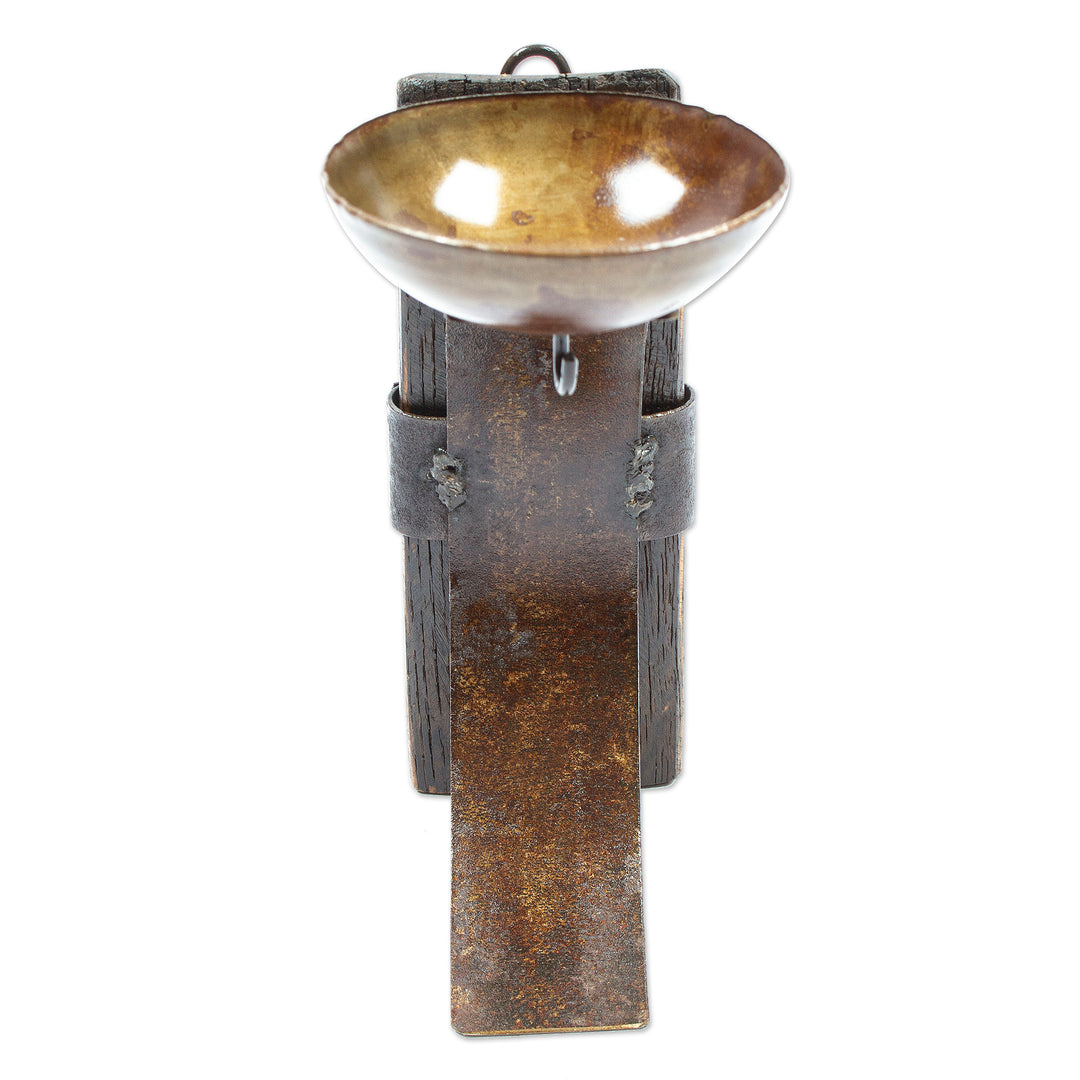 Iron and Wood Wall Barrel Sconce Handcrafted in Mexico - Rustic Little Light