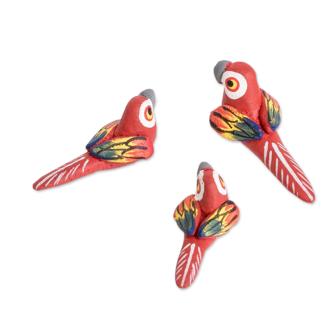 Macaw Ceramic Figurines Handcrafted in Guatemala (Set of 3) - Macaw Reunion