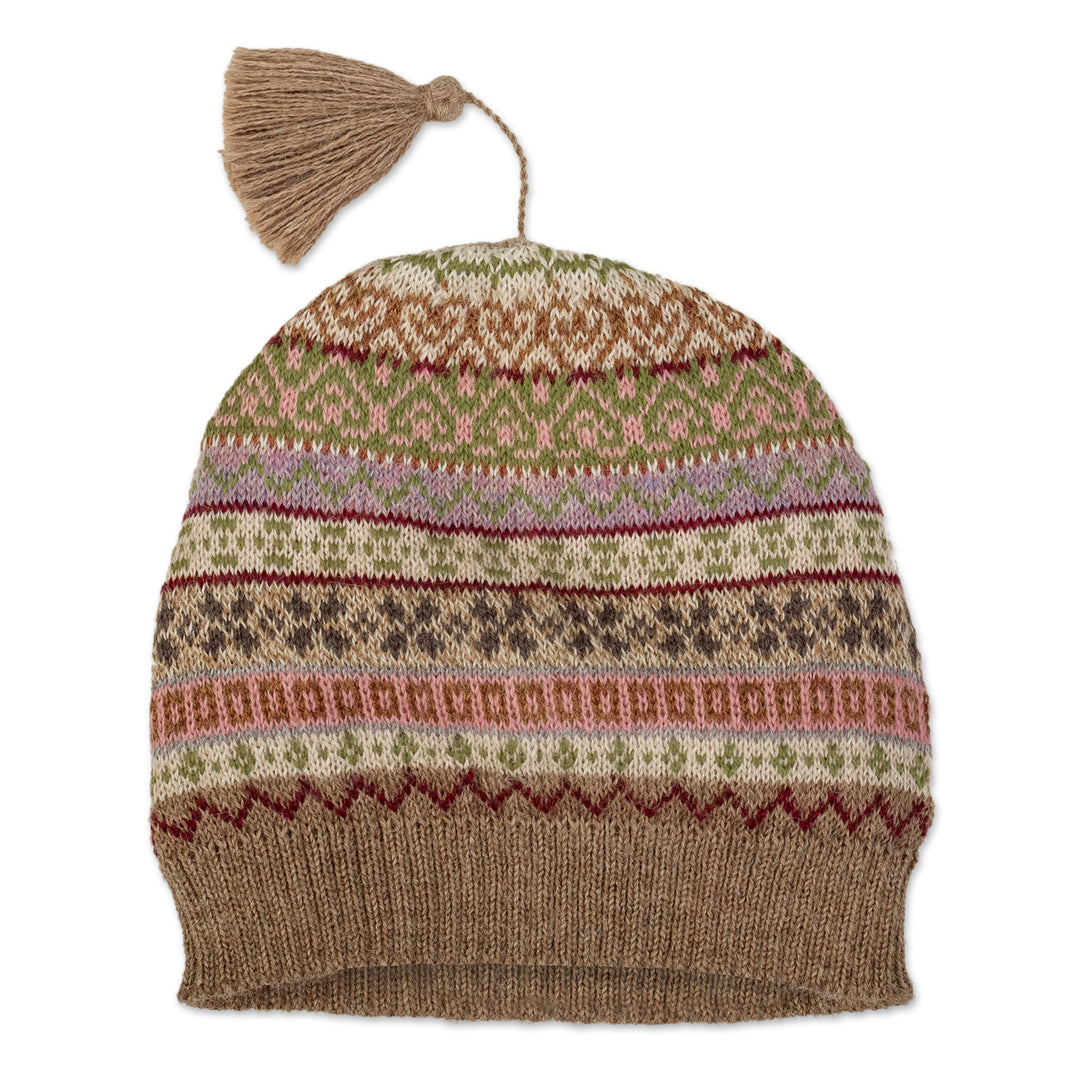 Multicolor 100% Alpaca Andean Hat crafted in Peru - Bright Patterns
