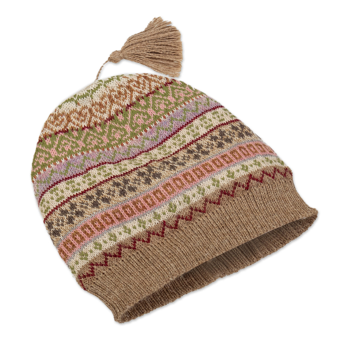 Multicolor 100% Alpaca Andean Hat crafted in Peru - Bright Patterns