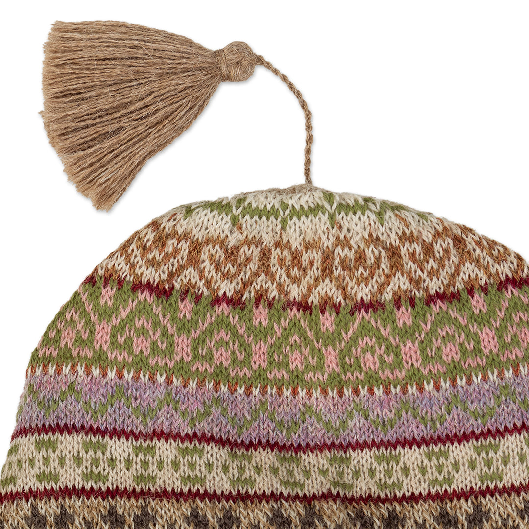 Multicolor 100% Alpaca Andean Hat crafted in Peru - Bright Patterns
