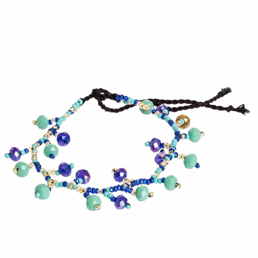 Artisan Crafted Aqua Blue Charm Bracelet from Guatemala - Tropical Root