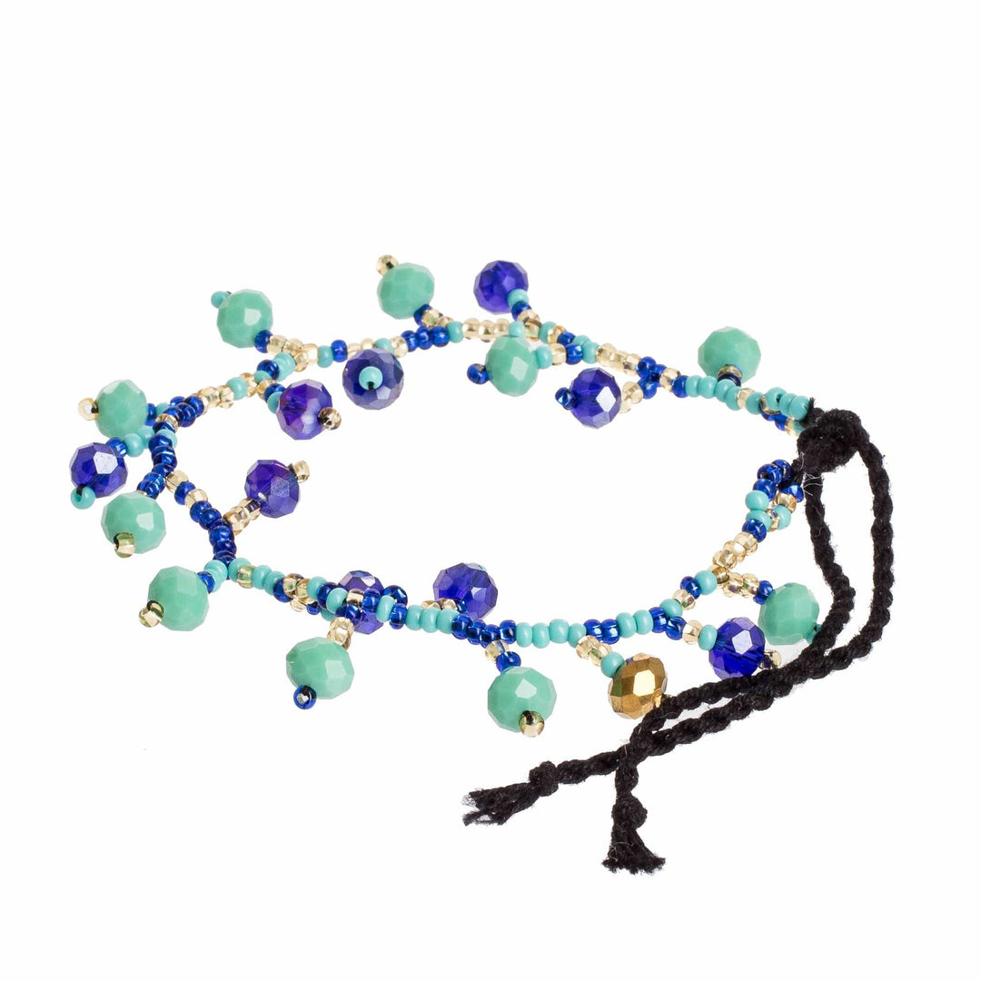 Artisan Crafted Aqua Blue Charm Bracelet from Guatemala - Tropical Root