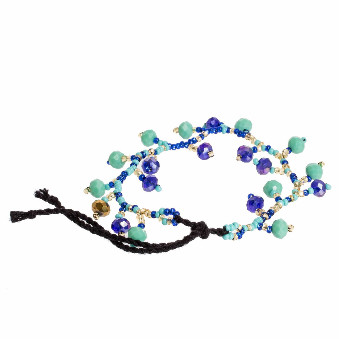 Artisan Crafted Aqua Blue Charm Bracelet from Guatemala - Tropical Root