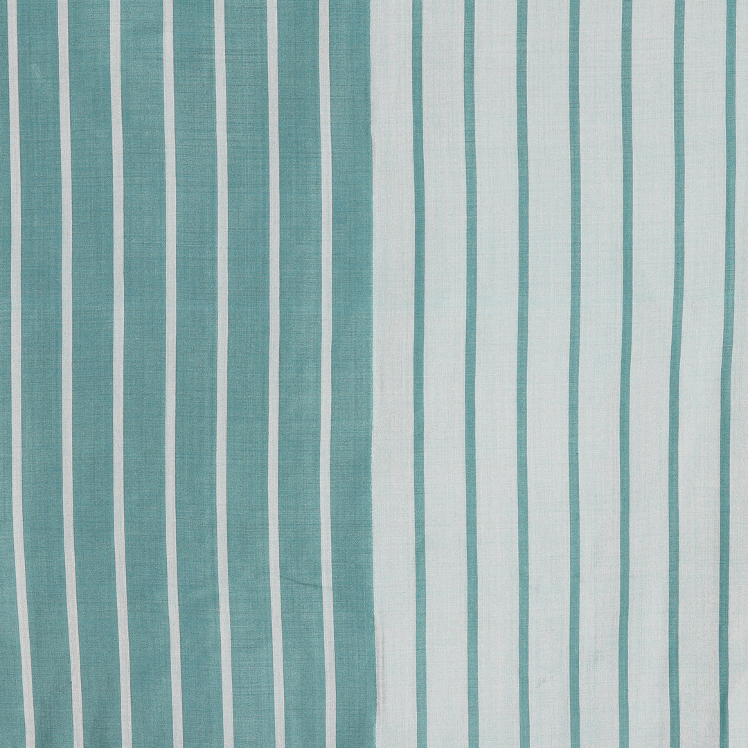 Handloomed Teal Silk Shawl with Striped Pattern - Passionate Teal