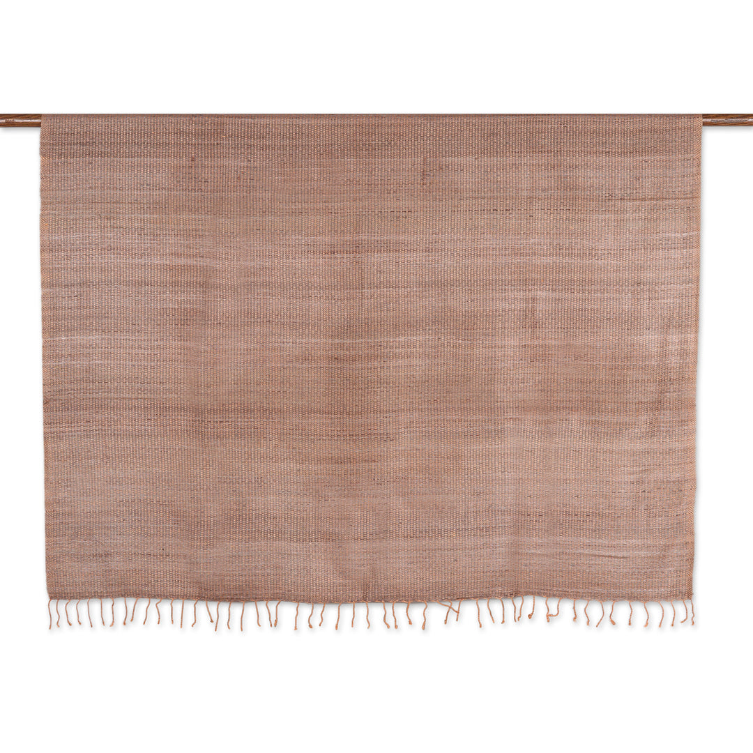 Orange and Grey 100% Silk Throw Blanket Hand-Woven in India - Warm Sunset
