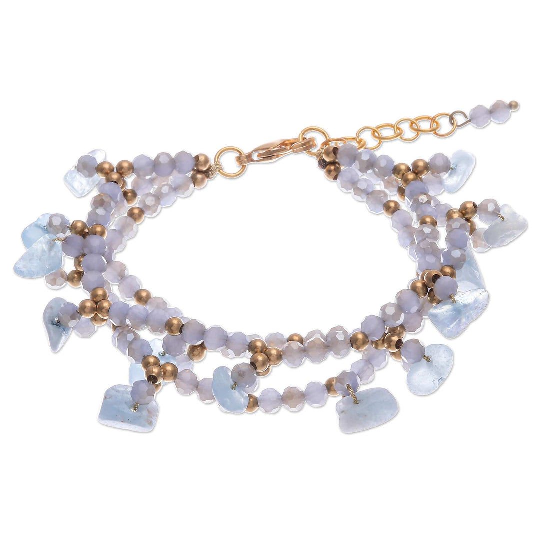 Aquamarine Beaded Bracelet with 14k Gold Accents - Wonderful Light Blue