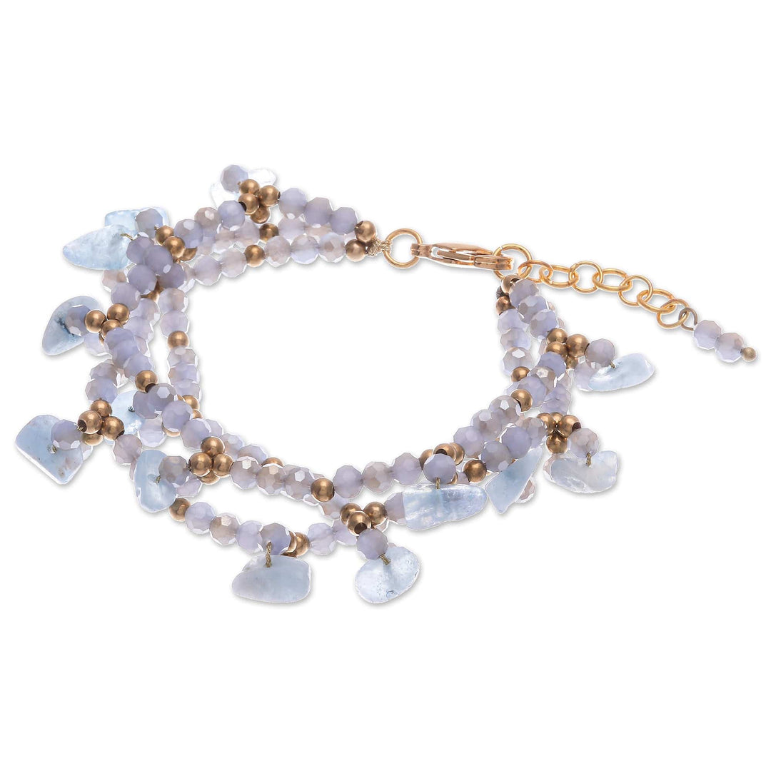Aquamarine Beaded Bracelet with 14k Gold Accents - Wonderful Light Blue