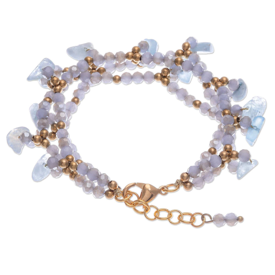 Aquamarine Beaded Bracelet with 14k Gold Accents - Wonderful Light Blue
