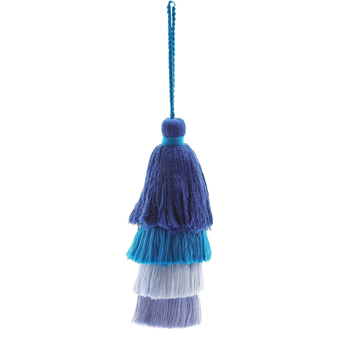 Cotton and Acrylic Aqua Ornament with Raintree Wood Beads - Happy Aqua Home