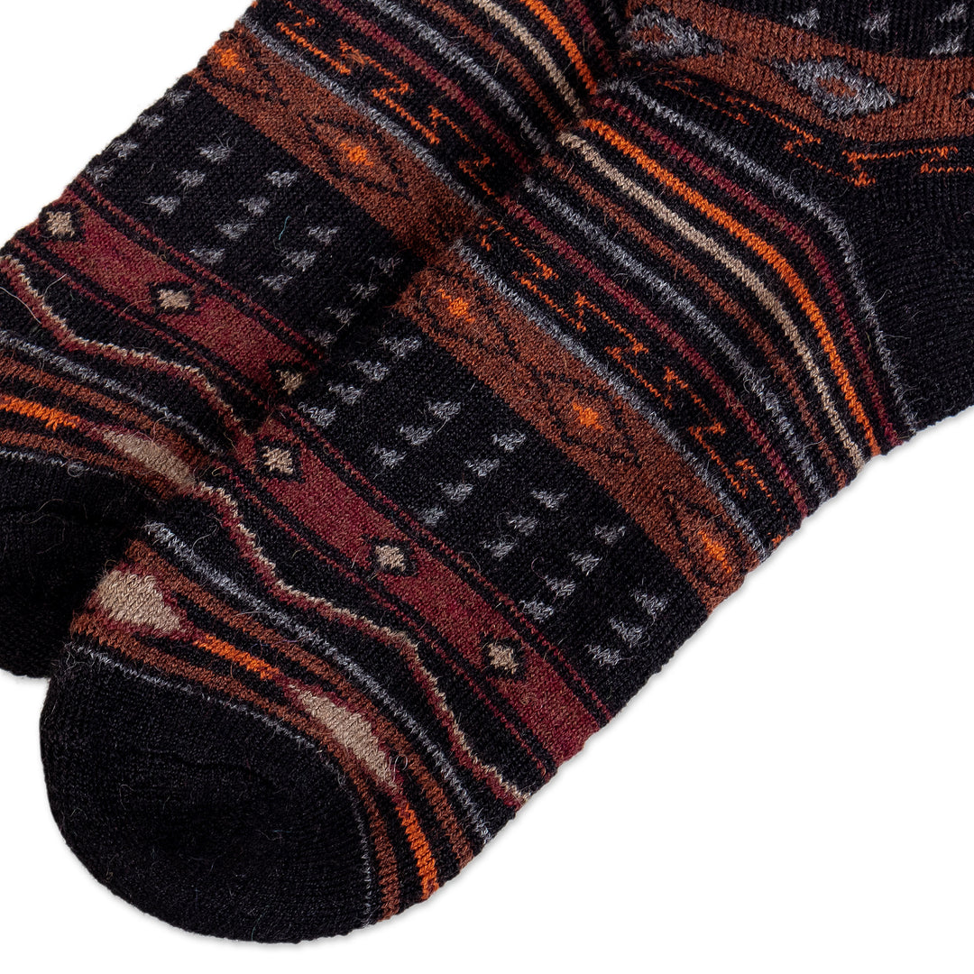 Multicolor Unisex Alpaca Blend Socks from Peru - Andean Culture