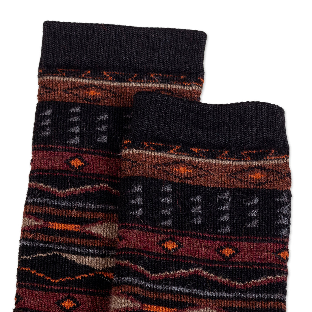 Multicolor Unisex Alpaca Blend Socks from Peru - Andean Culture