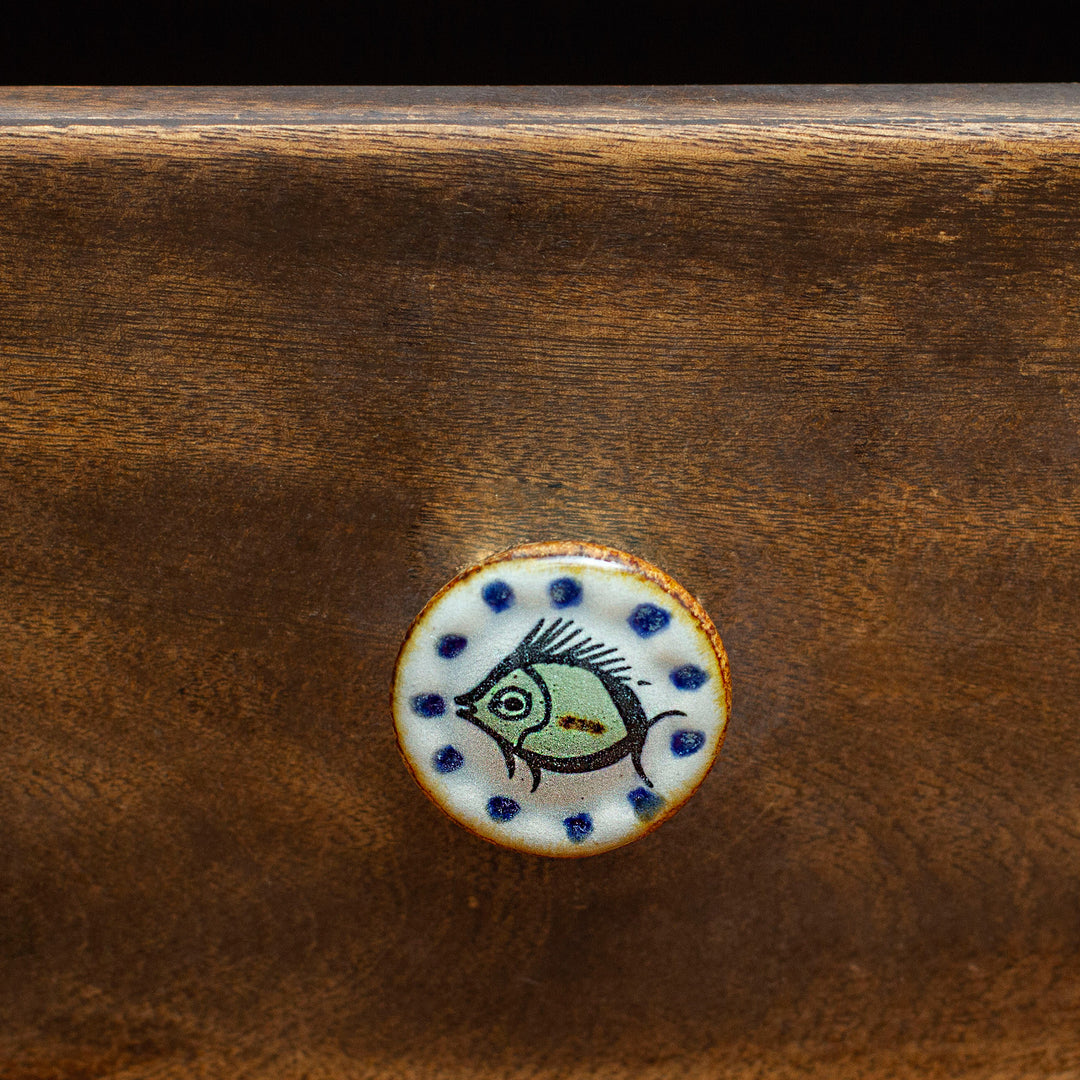 Set of 4 Fish Themed Ceramic Knobs Hand-Painted in Mexico - Marine Handiness
