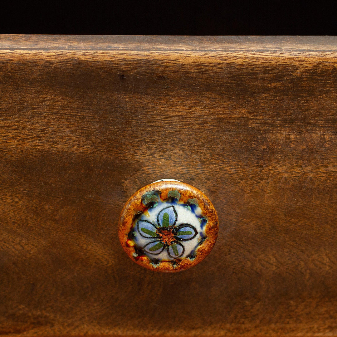 Set of 4 Floral Themed Ceramic Knobs Hand-Painted in Mexico - Floral Handiness