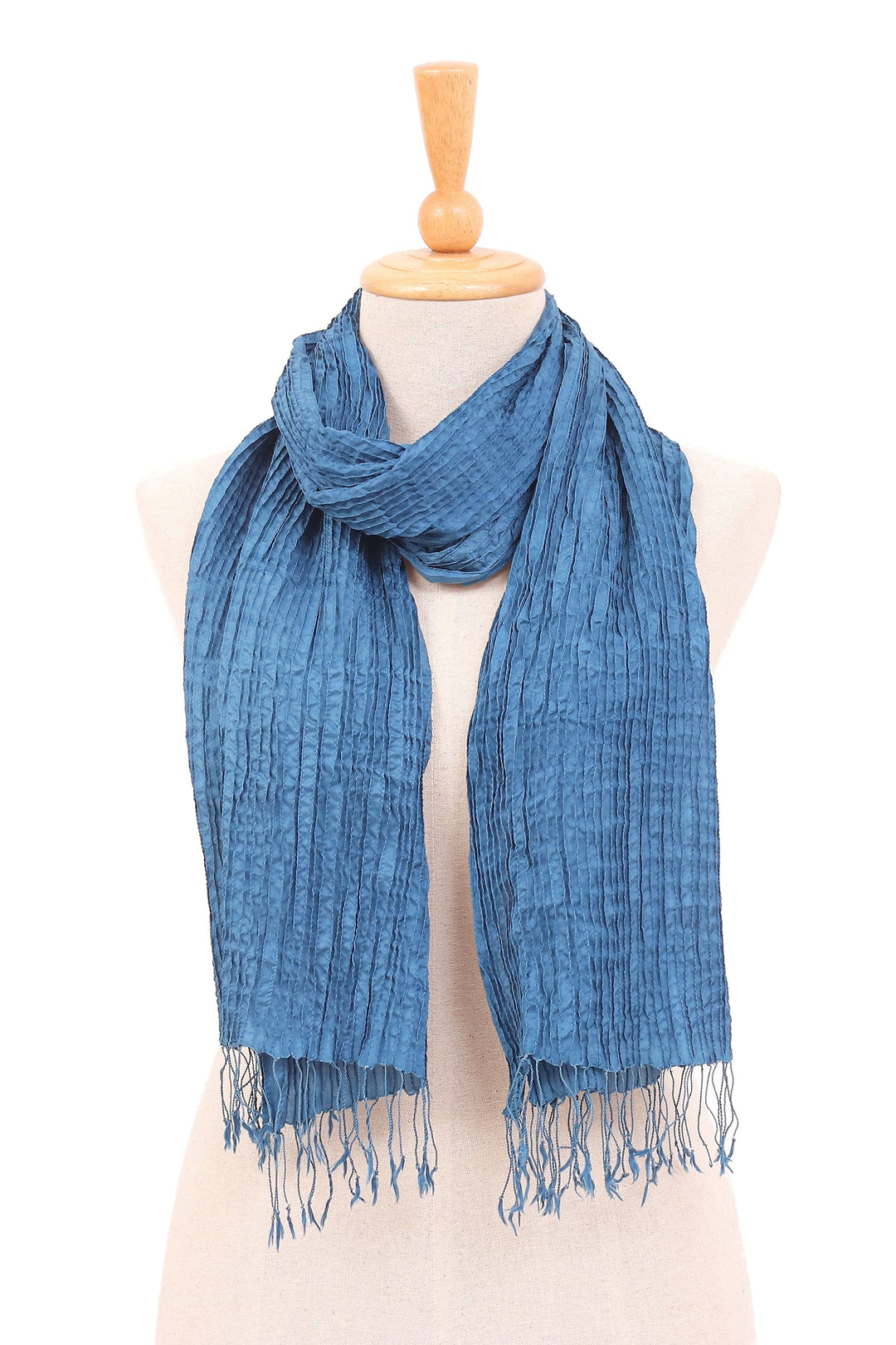 Hand-Dyed Teal Silk Scarf from Thailand - Teal Lagoon