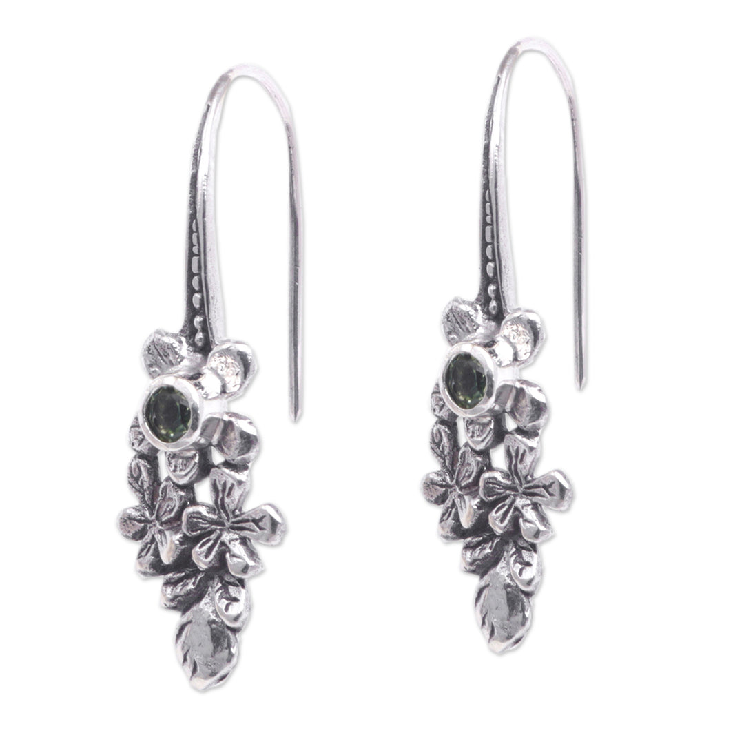 Sterling Silver Drop Earrings with Peridot Stones - Blooms in Spring