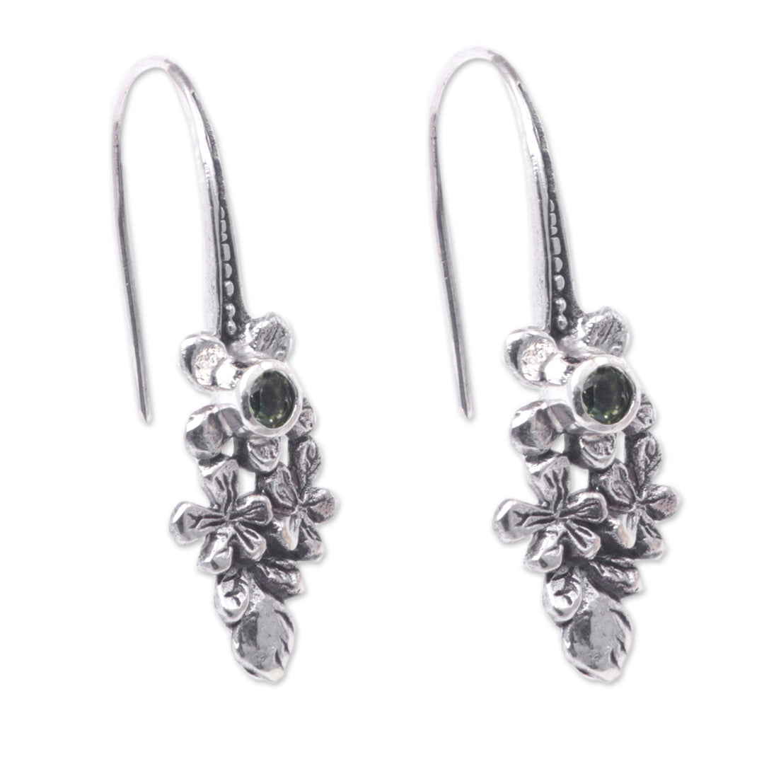 Sterling Silver Drop Earrings with Peridot Stones - Blooms in Spring