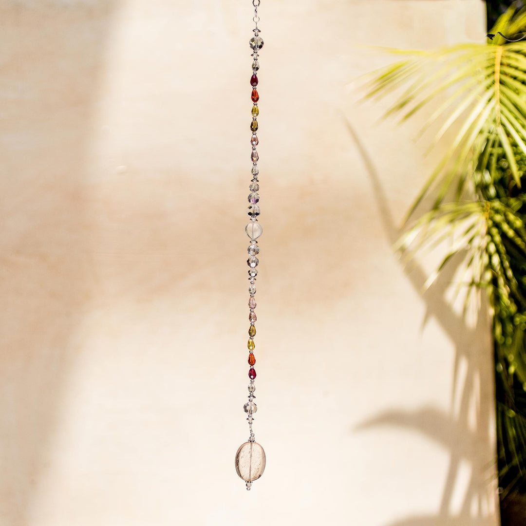 Crystal and Glass Beaded Suncatcher in Warm Shades - Warm Whispers
