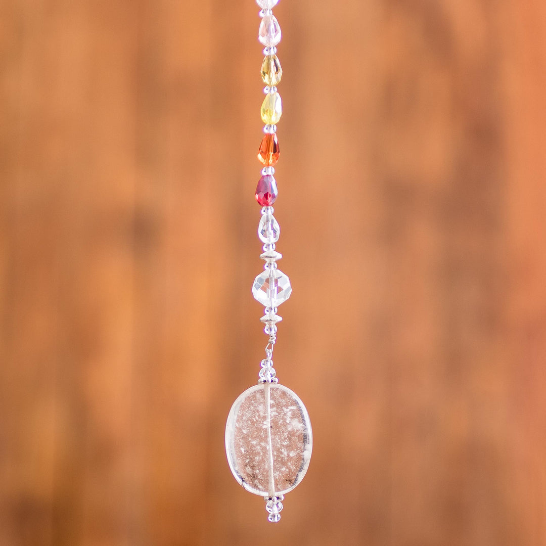 Crystal and Glass Beaded Suncatcher in Warm Shades - Warm Whispers