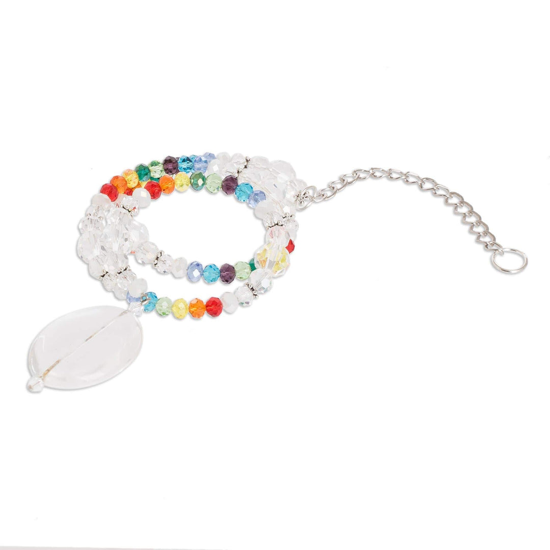 Rainbow Crystal and Glass Beaded Spiral Suncatcher - Rainbow Spiral