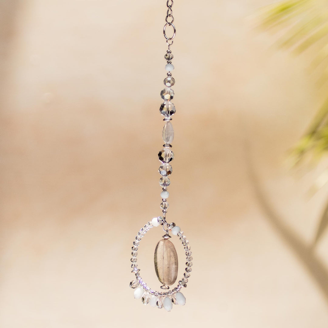 Crystal and Glass Beaded Suncatcher with Ring - Peace Ring