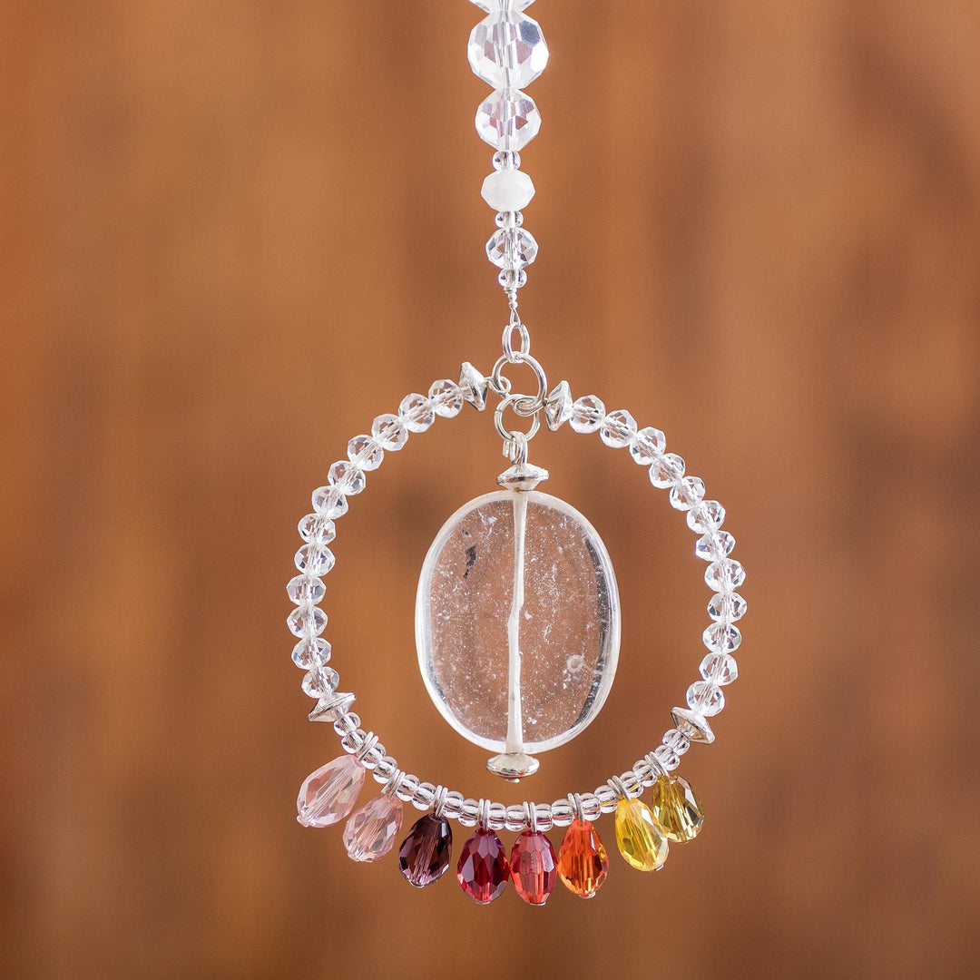Crystal and Glass Beaded Suncatcher in Warm Shades - Warm Peace Ring