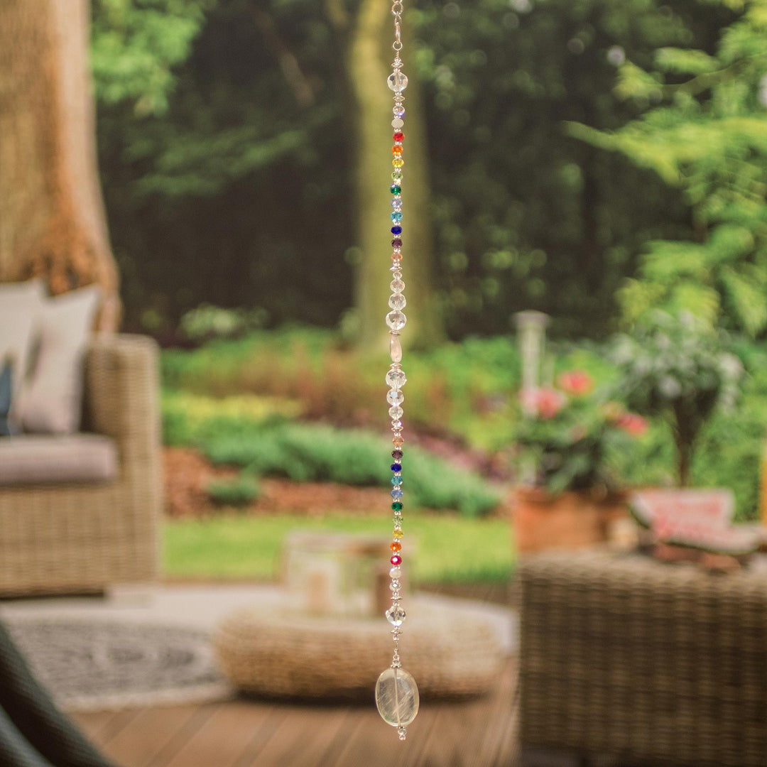 Rainbow Crystal and Glass Beaded Suncatcher from Guatemala - Rainbow Whispers