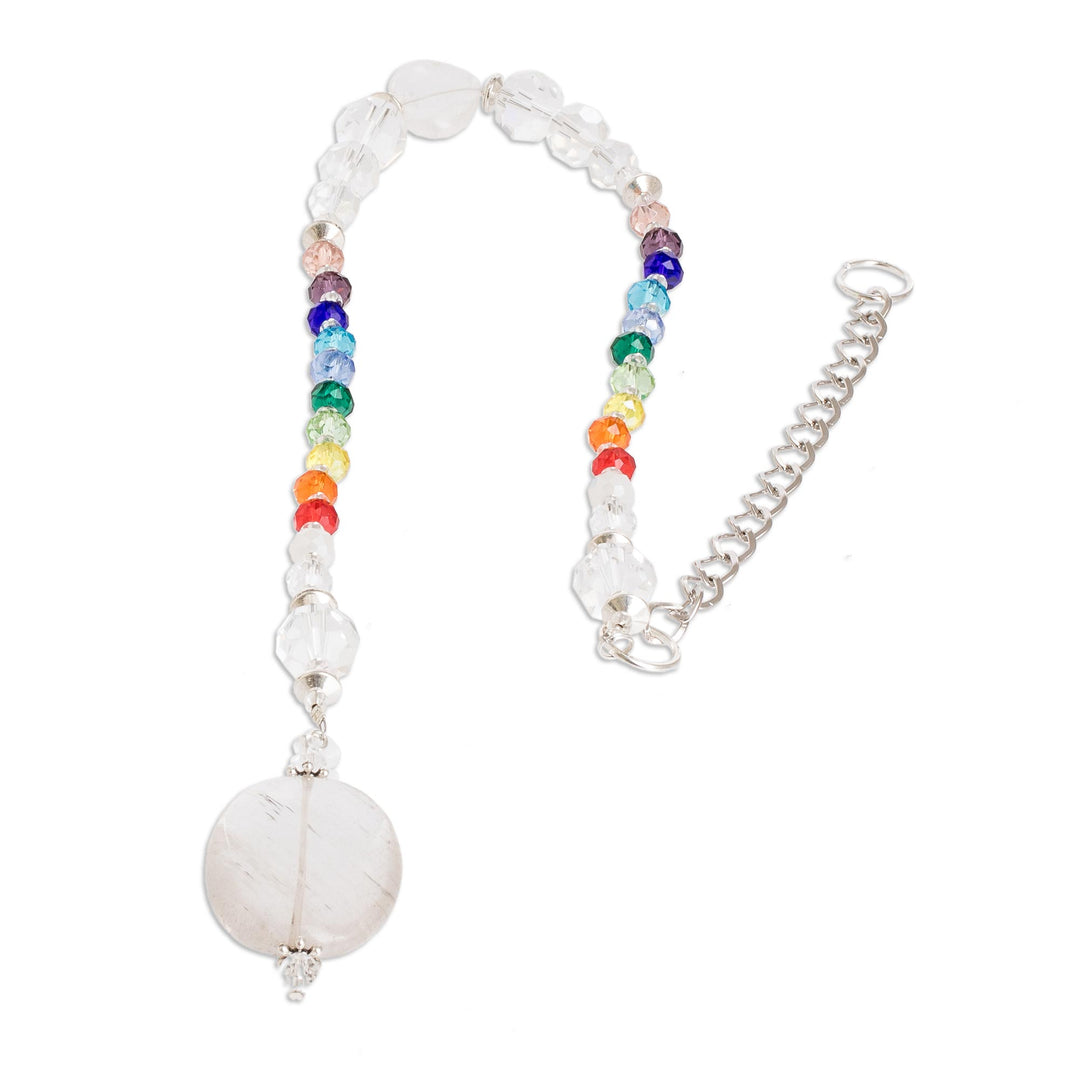 Rainbow Crystal and Glass Beaded Suncatcher from Guatemala - Rainbow Whispers
