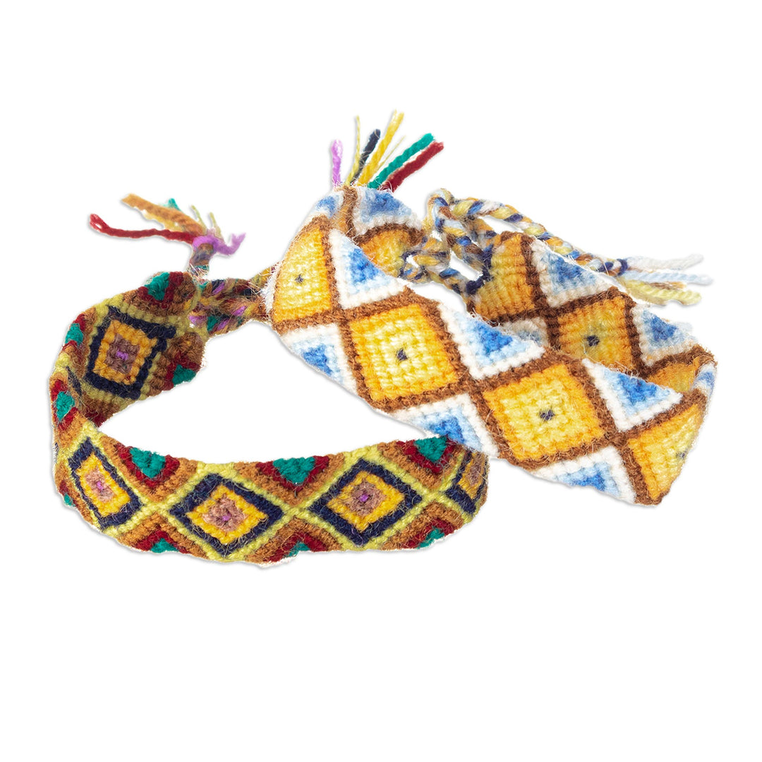 Pair of Macrame Wristband Bracelets Hand-woven in Peru - A Walk in the Country