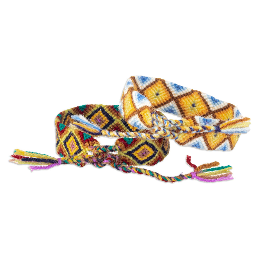 Pair of Macrame Wristband Bracelets Hand-woven in Peru - A Walk in the Country
