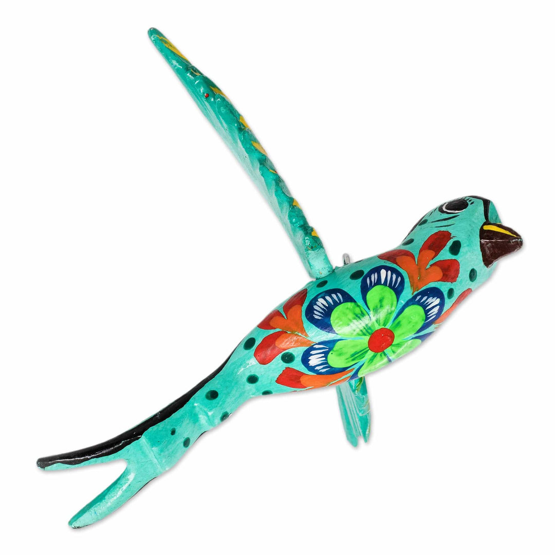 Hand-Painted Tropical Bird Wooden Ornament from Guatemala - Beloved Bird