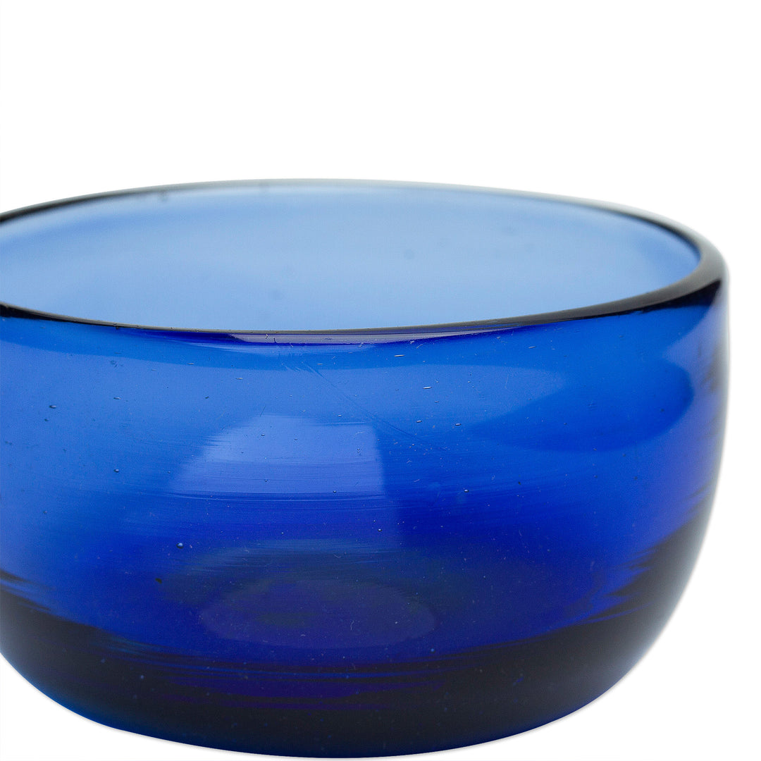 Mexican Handblown Sapphire Bowl Made from Recycled Glass - Vivacious in Blue