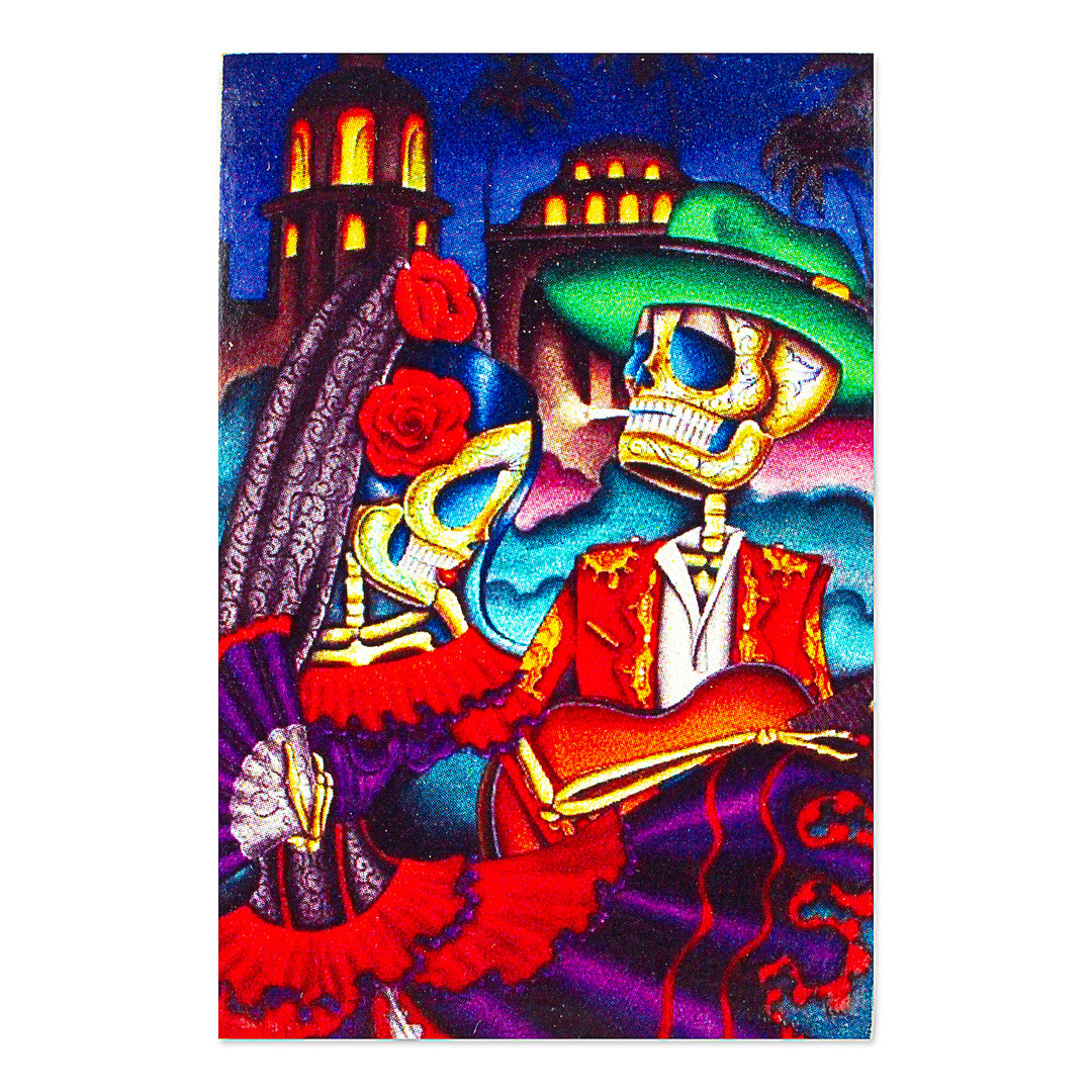 Mexican Wood Magnet with Day of the Death Decoupage - Colorful Underworld