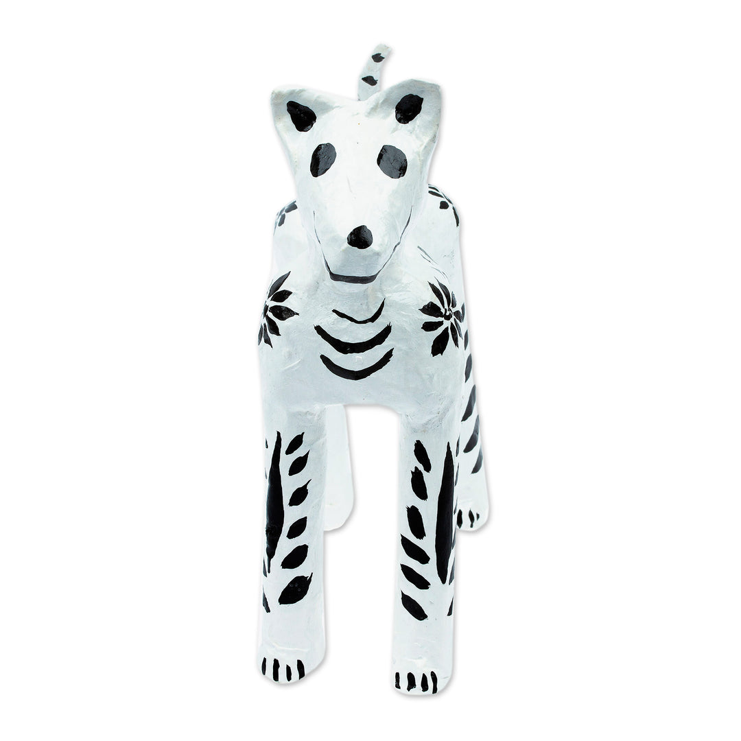 Handcrafted Papier Mache Dog Skeleton Figurine from Mexico - Faithful in Death