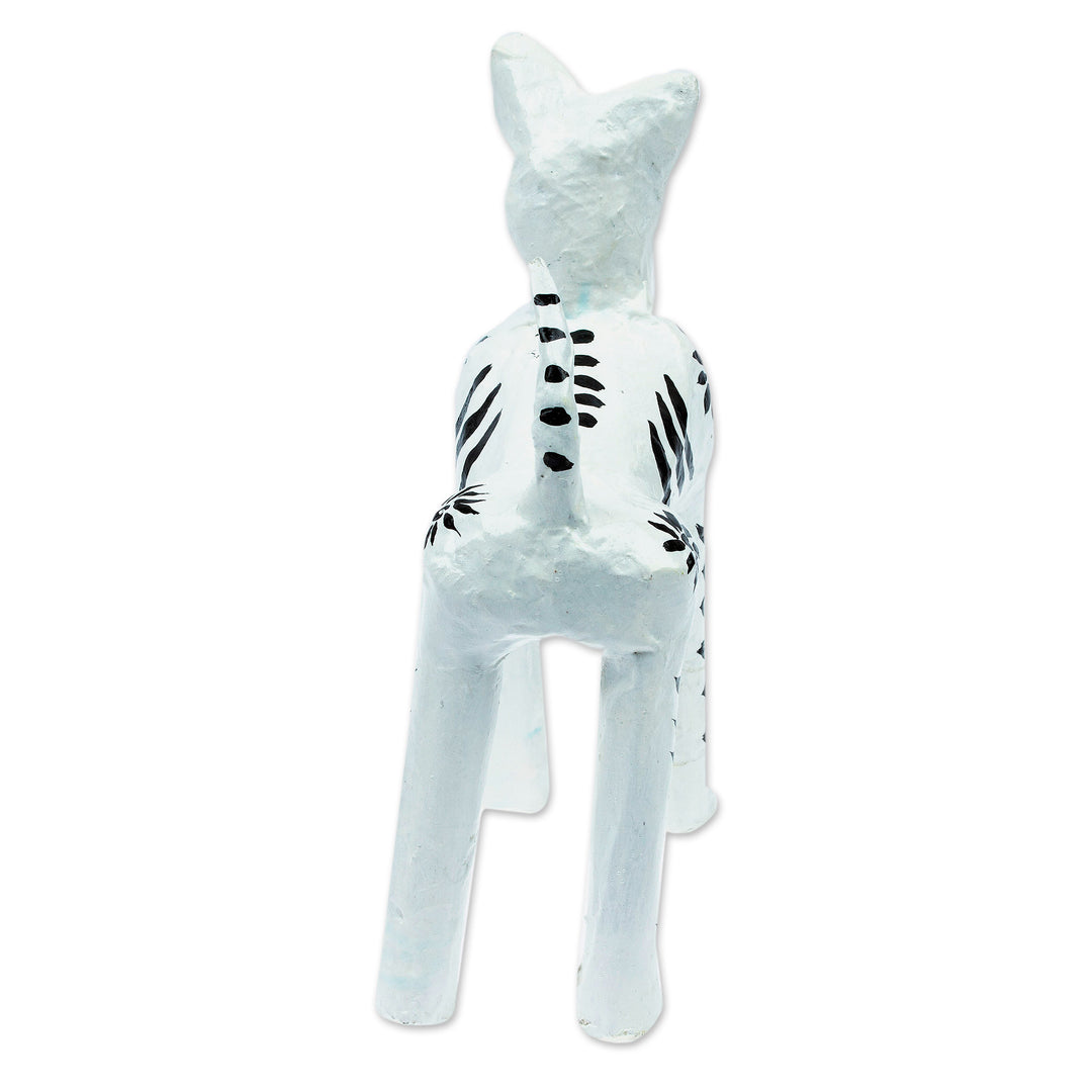 Handcrafted Papier Mache Dog Skeleton Figurine from Mexico - Faithful in Death