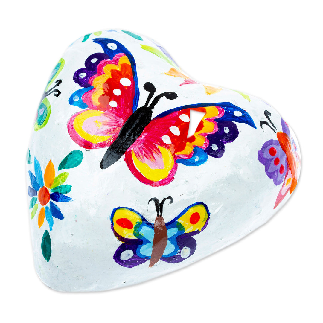 Handmade Papier Mache Wall Art with Butterflies and Flowers - Butterfly Passion