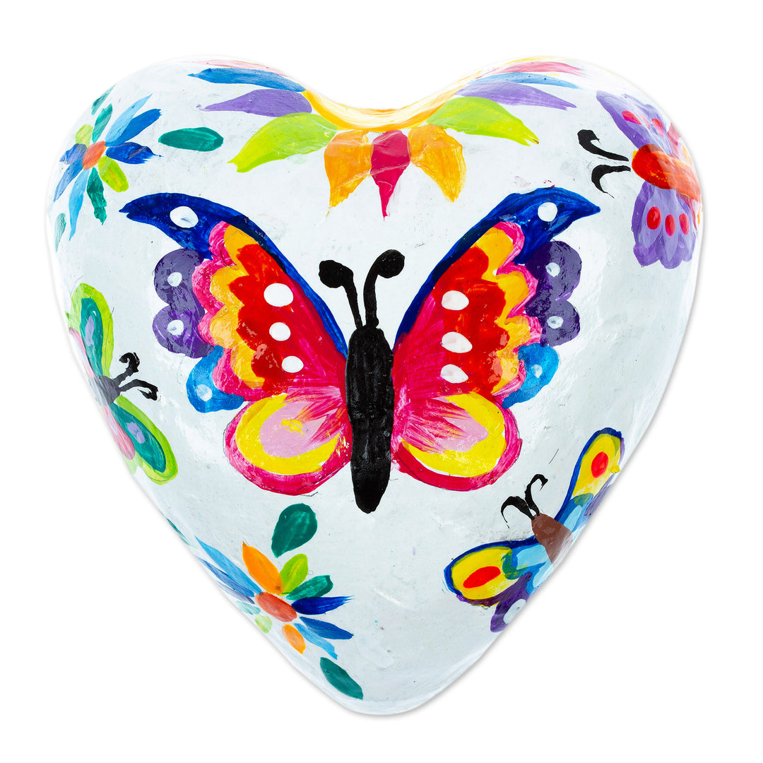 Handmade Papier Mache Wall Art with Butterflies and Flowers - Butterfly Passion