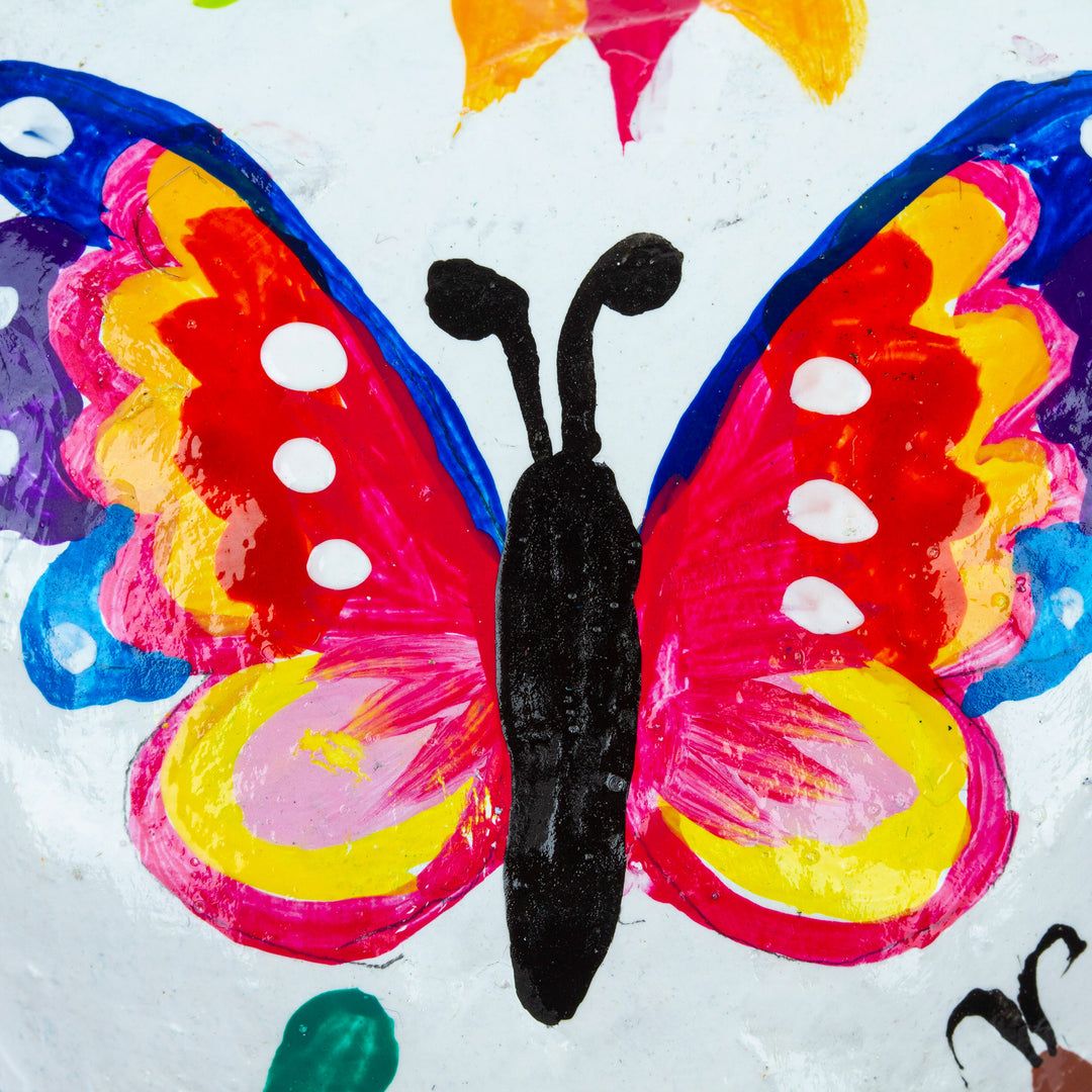 Handmade Papier Mache Wall Art with Butterflies and Flowers - Butterfly Passion