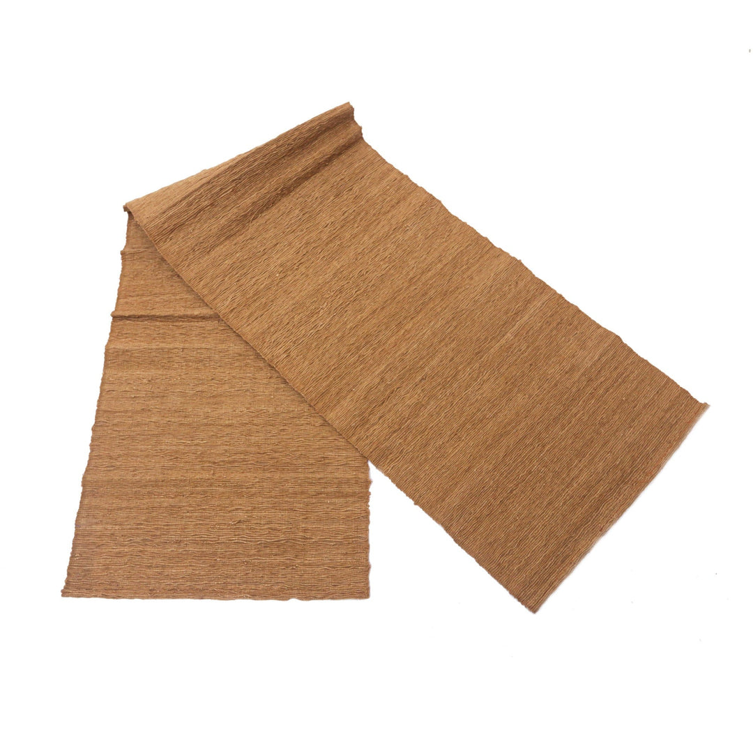 Handcrafted Cotton Blend Table Runner in Orange Tones - Soft Natural Orange